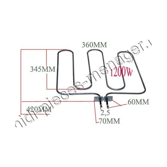 resistance sole 1200W sauter 75x1485 77X3282