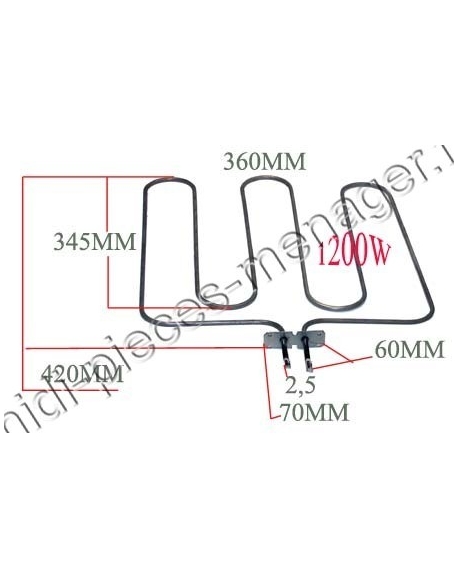 resistance sole 1200W sauter 75x1485 77X3282