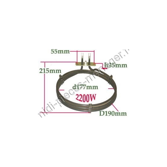 resistance chaleur tournante 2200w rosieres 91200888