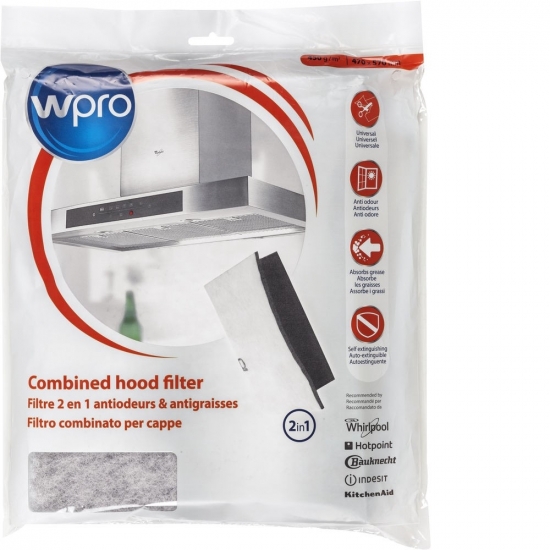 UCF016  - Filtre 2 en 1 antigraisse et antiodeurs universel hotte WPRO - 484000008524