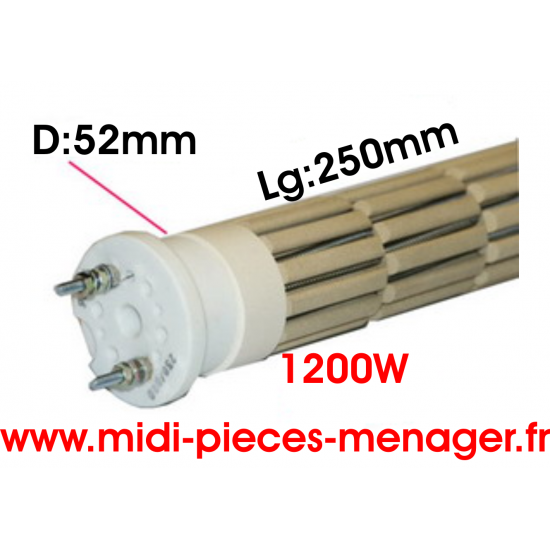steatite 1200W dia.52mm Lg:250 monophasé