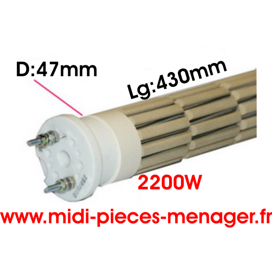 steatite 2200W dia.47mm Lg:430mm