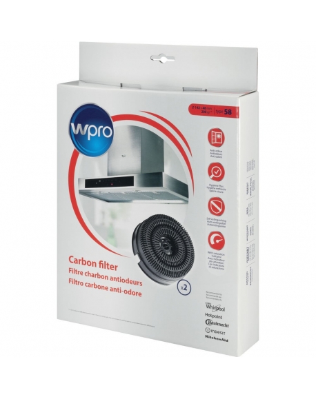 AKB000 - 2 Filtres à charbon antiodeurs - Type 58 - WPRO 484000008782 