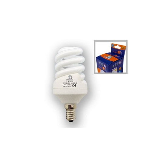 lampe eco spiral E14 11W 8000h chaude 55w restitué