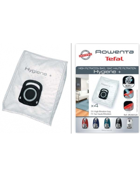 Pack De 4 Sacs Aspirateur Haute Filtration Hygiène Rowenta