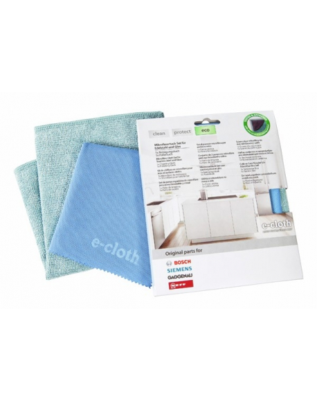 kit chiffons microfibre e-cloths pour inox et surfaces vitrees bosch siemens 00466148