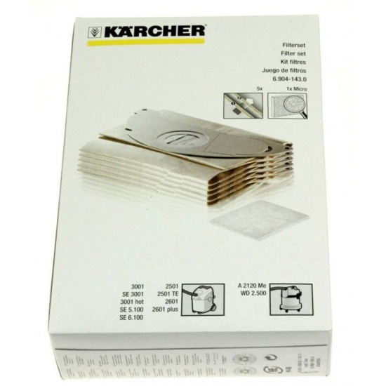 kit 5 sacs + 1 microfiltre 3001 aspirateur Karcher 69041430