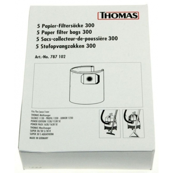 5 sacs papier aspirateur tout model 30L thomas 787102