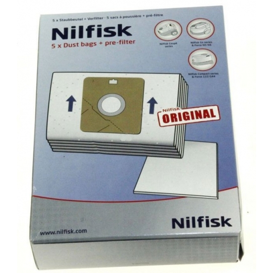 kit de 5 sacs + 2 pre filtres aspirateur Coupe Neo Go series nilfisk 78602600