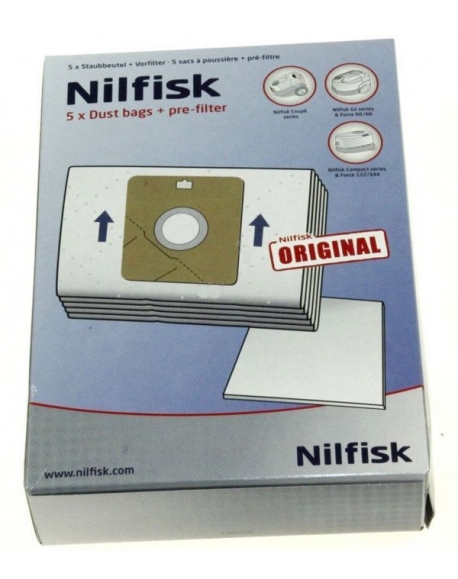 kit de 5 sacs + 2 pre filtres aspirateur Coupe Neo Go series nilfisk 78602600
