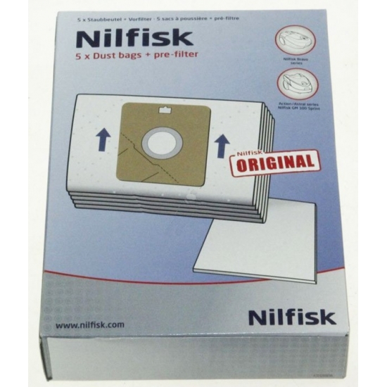 kit de 5 sacs + 1 pre filtre aspirateur A100 A200 nilfisk 30050002