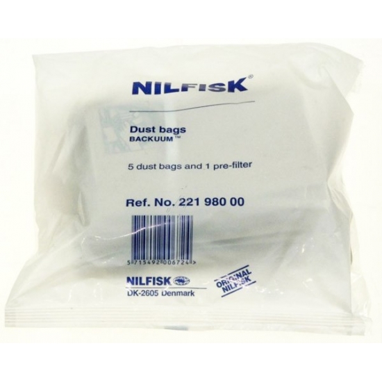 kit 5 sacs + 1 filtre aspirateur nilfisk 22198000