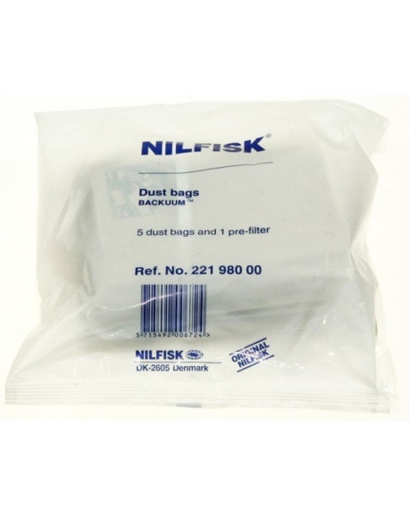 kit 5 sacs + 1 filtre aspirateur nilfisk 22198000