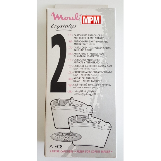 cartouches x2 anti-tartre anti-chlore anti-nitrates cafetiere Crystalys Moulinex AEC8