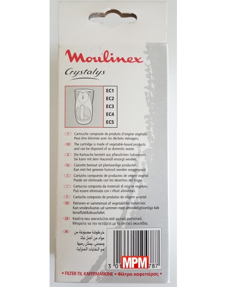 cartouches x2 anti-tartre anti-chlore anti-nitrates cafetiere Crystalys Moulinex AEC8