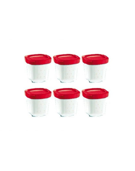 XF100501 - 6 pots couvercle rouge yaourtière Seb