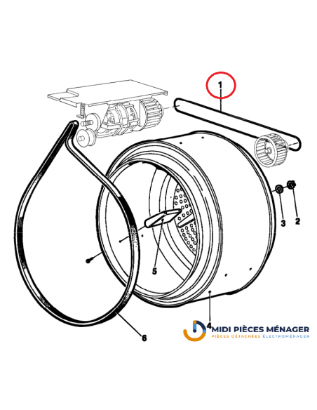 Courroie de turbine pour seche linge electrolux 1506139003