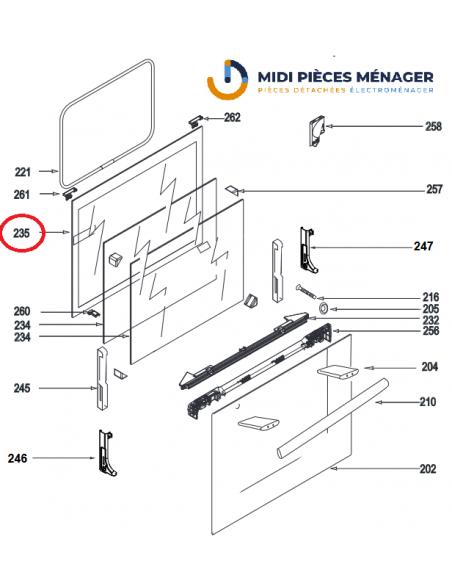 GLACE PORTE INTÉRIEURE POUR FOUR BRANDT AS0061206