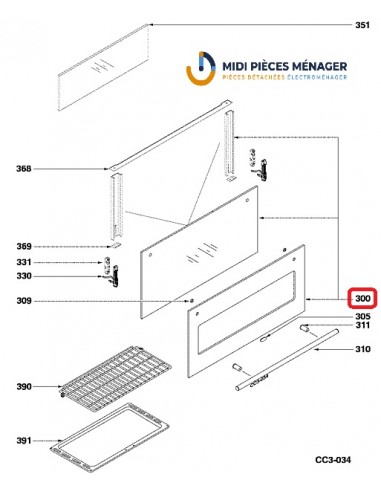ENSEMBLE VITRE EXT ET INTERMEDIAIRE + TRAVERSE POUR FOUR SAUTER 72X5360