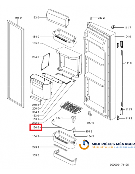 SUPPORT BOUTEILLES BALCONNET POUR REFRIGERATEUR WHIRLPOOL 481241828376