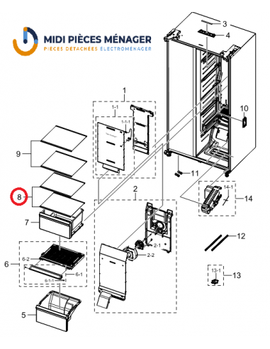CLAYETTE INFERIEURE REFRIGERATEUR SAMSUNG DA97-16363H