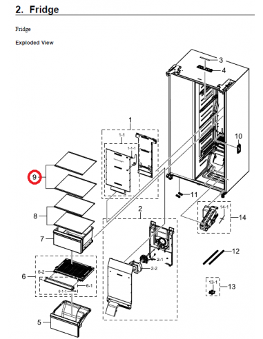 CLAYETTE SUPÉRIEUR PARTIE RÉFRIGÉRATEUR SAMSUNG DA97-16362J