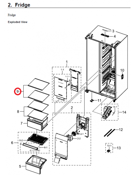 CLAYETTE SUPÉRIEUR PARTIE RÉFRIGÉRATEUR SAMSUNG DA97-16362J
