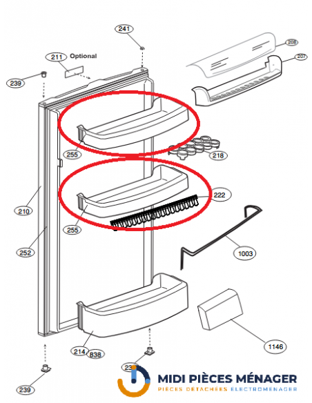 BALCONNET DE PORTE POUR REFRIGRATEUR BEKO 4206770400