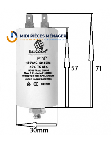 CONDENSATEUR 3.5µf 450V COSSES 6.3mm