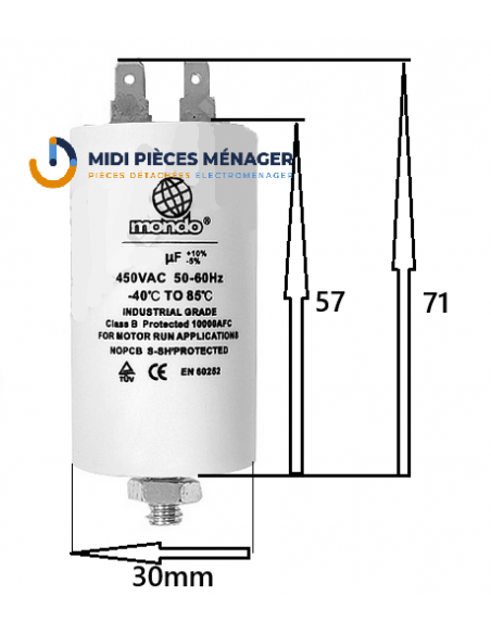 CONDENSATEUR 3.5µf 450V COSSES 6.3mm