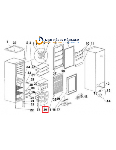 TIROIR INFÉRIEUR 20122030097 ORIGINAL RÉFRIGÉRATEUR CANDY