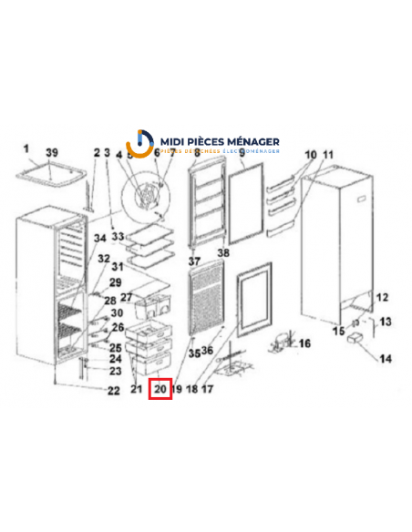 TIROIR INFÉRIEUR 20122030097 ORIGINAL RÉFRIGÉRATEUR CANDY