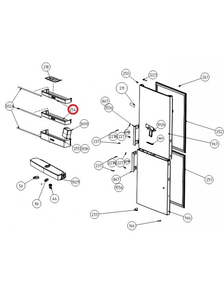 BALCONNET DE PORTE POUR REFRIGERATEUR BEKO C00864531