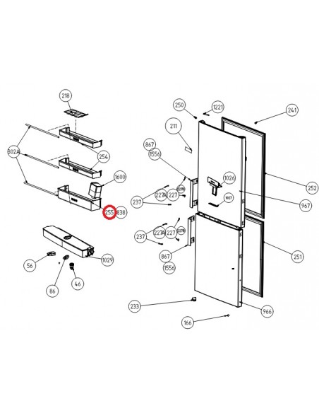 BALCONNET BOUTEILLE L90 POUR REFRIGERATEUR BEKO C00864535