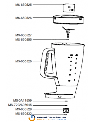 Bol blender pour robot double force  moulinex MS-650528