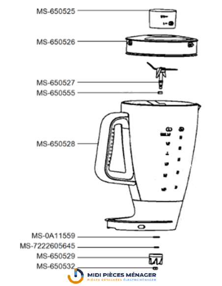 Bol blender pour robot double force  moulinex MS-650528