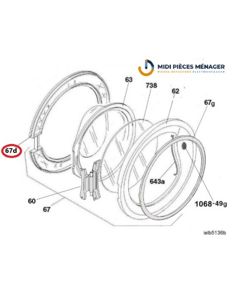 CADRE INTERIEUR HUBLOT NOIR POUR LAVE LINGE CANDY 41044326