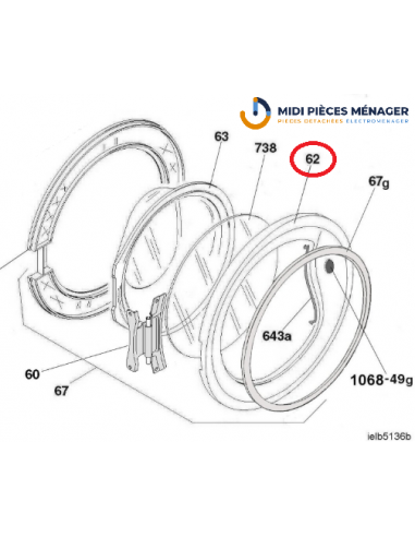 CADRE EXTÉRIEUR HUBLOT NOIR POUR LAVE LINGE CANDY 41044325