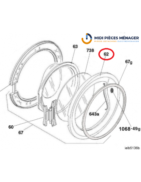 CADRE EXTÉRIEUR HUBLOT NOIR POUR LAVE LINGE CANDY 41044325