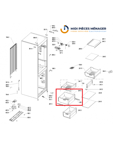 TIROIR FREEZER XXL POUR REFRIGERATEUR INDESIT WHIRLPOOL 481010694095