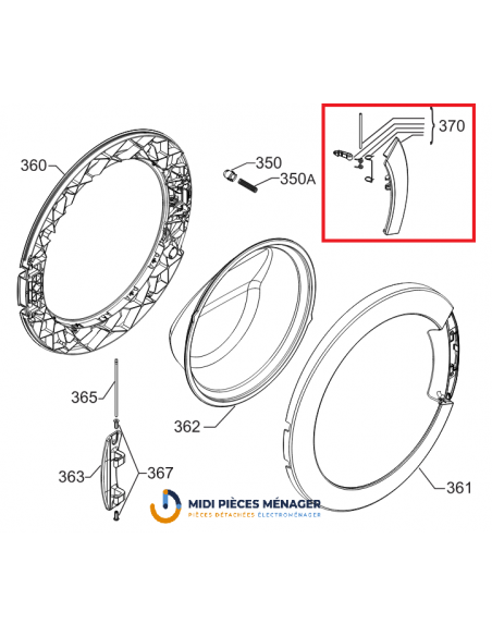 KIT POIGNEE DE PORTE POUR LAVE LINGE ELECTROLUX AEG 4055186482
