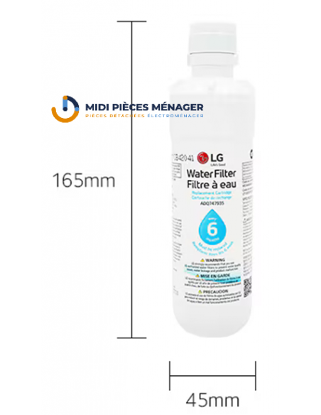 LT1000P FILTRE A EAU POUR REFRIGERATEUR LG AGF80300705