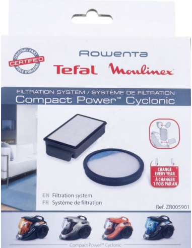 cassette filtre + filtre rond aspirateur compact power cyclonic ROWENTA ZR005901