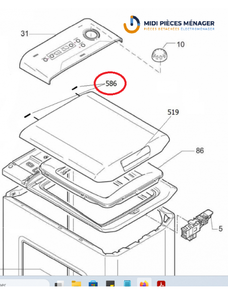 PIVOT CONTRE COUVERCLE X2 POUR LAVE LINGE CANDY 49033811