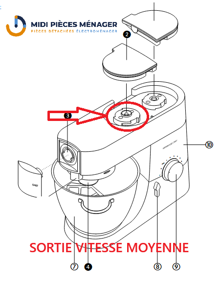 AXE D'ENTRAINEMENT POUR ACCESSOIRE AT647 KENWOOD KW714245