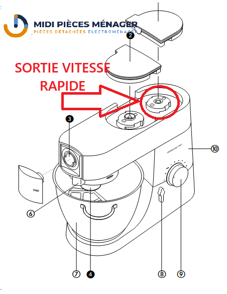 Axe d'entrainement pour accessoire KAH647PL kenwood  KW715664