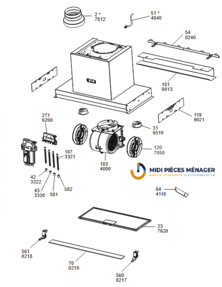 SUPPORT LATERAL GAUCHE POUR HOTTE ASPIRANTE ELECTROLUX 4055310801