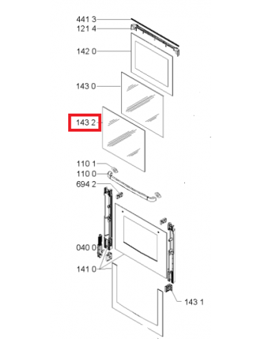 VITRE DE FOUR INTERMEDIAIRE POUR FOUR WHIRLPOOL 481245059599