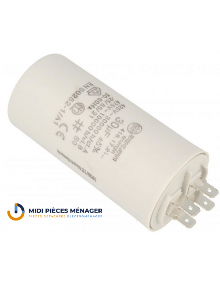 CONDENSATEUR DE DÉMARRAGE 30µf - 400/450V A COSSES 6,3MM