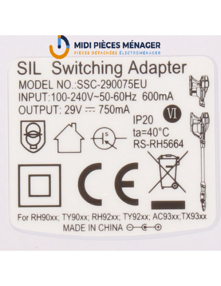 CHARGEUR POUR ASPIRATEUR ROWENTA RS-RH5664